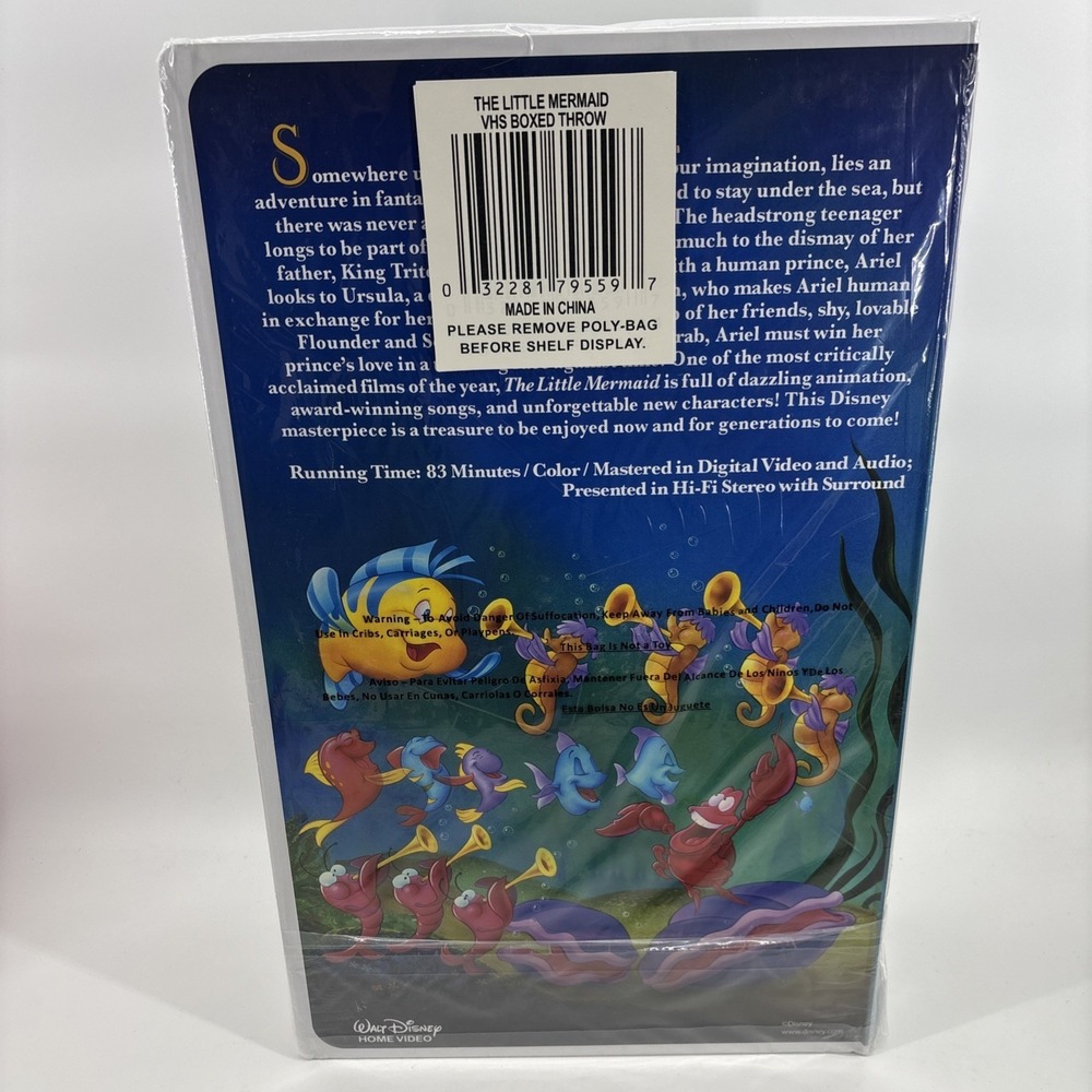 Disney The Little Mermaid Classic VHS Boxed Silk Touch Throw Blanket 50" × 70" - Picture 3 of 8